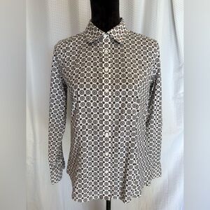 Talbots multicolored patterned long sleeve button down blouse size 4